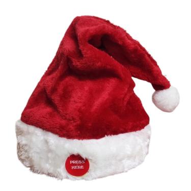 Imagem de Gorro Natal Musical Movimenta Toca Musica Luxo Natalino Enfeite Presente Fantasia Papai Noel Bone Chapeu