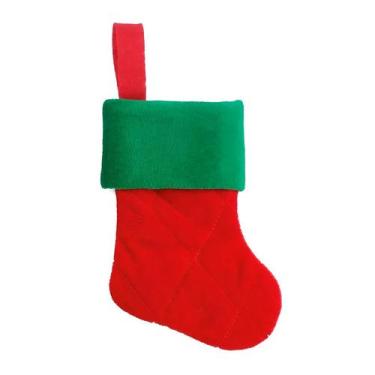 Imagem de Bota de Natal para Pendurar - Vermelho/Verde - 15cm - 1 unidade - Crom