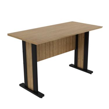 Imagem de Mesa Reta de Escritório 117cm com Tampo de 25mm Office Amêndoa/Preto