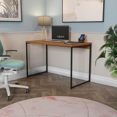 Imagem de Mesa para Escritório Escrivaninha Secretaria 118cm Industrial Canela/Preto Fosco