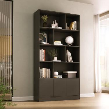 Imagem de Estante de Livros 100% Mdf 3 Portas 8 Nichos Versatile Preto