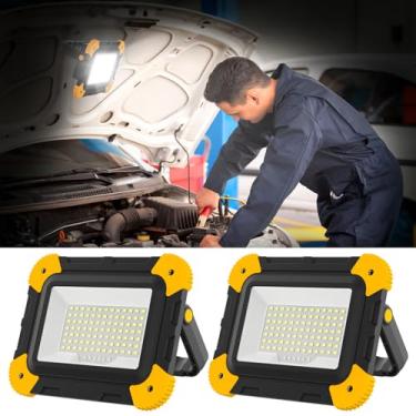 Imagem de T-SUN Luz de trabalho recarregável, luz de trabalho LED portátil com porta de carregamento USB e tipo C, para oficina, emergência e iluminação de local de trabalho (pacote com 2)