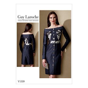 Imagem de Vogue V1559 6-14 Sewing Pattern Ladies Off Shoulder Button Front Dress with Pockets