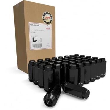 Imagem de Wheel Accessories Parts 40 Peças M14X1.5 14X1.5 Rosca Bulge Acorn 2.40 Porcas Longas Pretas 22Mm 7/8 Hex Serve Para Chevrolet Silverado Gmc Sierra 1999+ 2500 3500 Ford 2005+ F250 F350 Ram 2012+ 2500