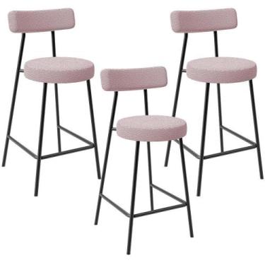 Imagem de Kit 03 Banquetas Baixa Para Cozinha Sala De Jantar Bar Bancada Milão L
