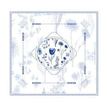 Imagem de Idocolors Mahjong Mat with Play Rule - Durable Mahjong Table Cover with Floral Design, Mahjong Accessories Gifts for Women, Game Mat for Mahjong and Board Game with Storage Bag (Blue_A)