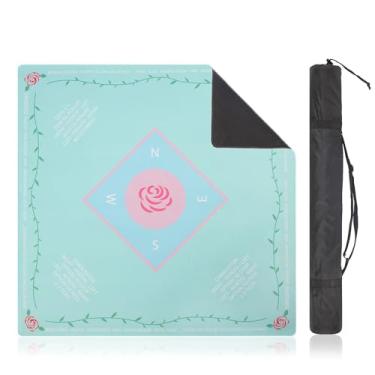 Imagem de Linoows Mahjong Mat - Non-Slip Noise Reduction Gaming Mat 31.5x31.5 Inch for Mahjong/Poker/Board Games/Card Games/Dominoes (Rosy Dream)