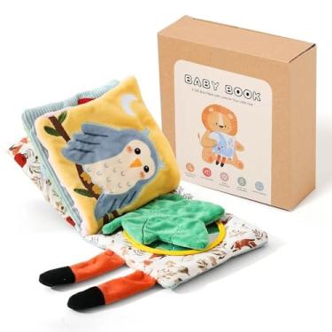 Imagem de Livro de Pano Sensorial para Bebê, Tema Elefante, Material Macio, Educativo, 0-12 Meses, 22x14x5cm, com Caixa de Presente, Brinquedo Interativo de Desenvolvimento Infantil