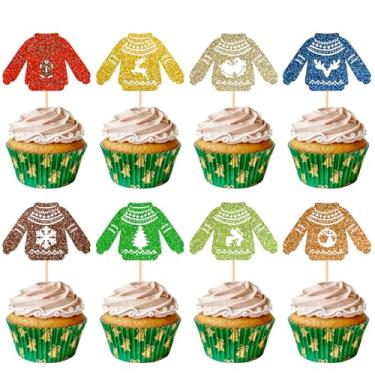 Imagem de 48 peças de enfeite de cupcake de suéter feio de Natal