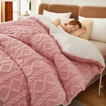 Imagem de 5JJJLOOOPP Colcha grossa de inverno super macia hibisco tecido de lã colcha de inverno super quente lã outono e inverno cobertor de caxemira (C, 200 * 230 cm/5kg) (G 150 * 200 cm/2 kg)