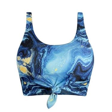 Imagem de Maiô Tankini feminino Balasami com gola redonda e estampa de nó