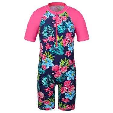 Imagem de Maiô TFJH E Girls Rash Guard Sun Protection 8A Navy Flower