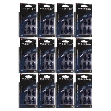 Imagem de Kit 12 Unhas Postiças Stiletto Azul Marinho UP502 - Macrilan