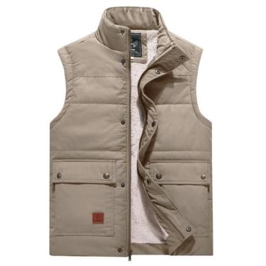 Imagem de Jaqueta masculina Puffer Vest Flygo, acolchoada quente, forrada de lã,
