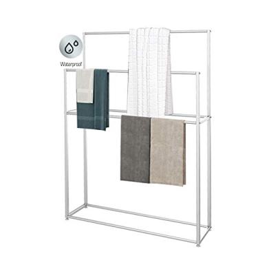 Imagem de Toalheiros, toalheiro de banheiro alto para espaços skinny freestandibathroom suporte de toalha de banho resistente ao secador de banho/branco/75 * 20 * 110 cm