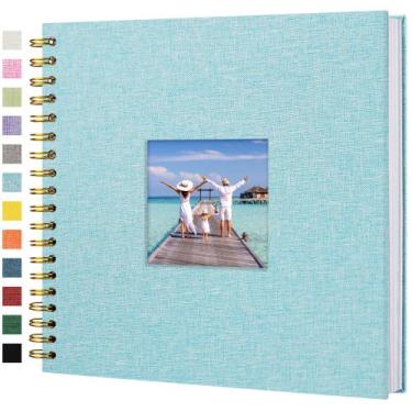 Imagem de Álbum de fotos: capa de linho Hiwhy, 25x25 cm, azul claro, 80 páginas