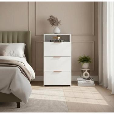 Imagem de Estante MDF 3 Gavetas com Nicho 80x50x30cm - Cedrono