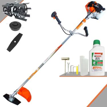 Imagem de Roçadeira Multifuncional À Gasolina Vulcan VR430S 43cc 1,7HP Alta Rotação C/ 2 Opções de Corte Carretel + Faca 2 Pontas + Enxada Rotativa + ÓLEO STIHL