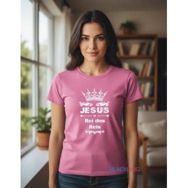 Imagem de Camiseta Jesus Fé Evangelica Cristã Feminina Blusinha Baby Look - Blac