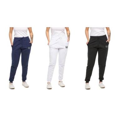 Imagem de Kit com 03 Calças de Moletom Feminina Slim Sport Wooks - M10, Azul, Br