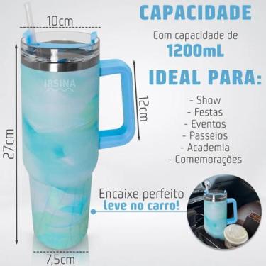 Imagem de Garrafa Térmica 1200ml Inox Estilo Aquarela Degradê Tampa Transparente