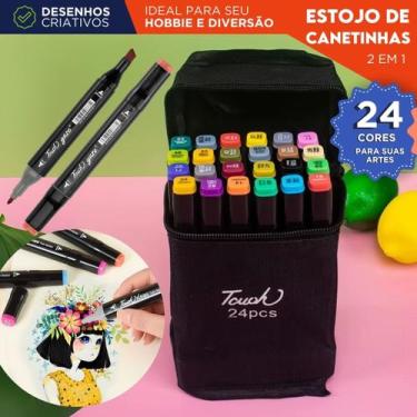 Imagem de Canetas Marcadoras Ponta Dupla Touch 120 Cores com Estojo Profissional