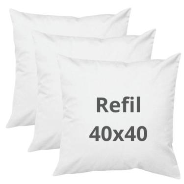 Imagem de Kit: 3 Almofadas de enchimento - refil 40x40cm 100% fibra - antialérgi