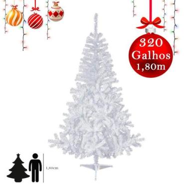 Imagem de Arvore De Natal Branca 1,80 Metros 320 Galhos Pinheiro Luxo - Klizz