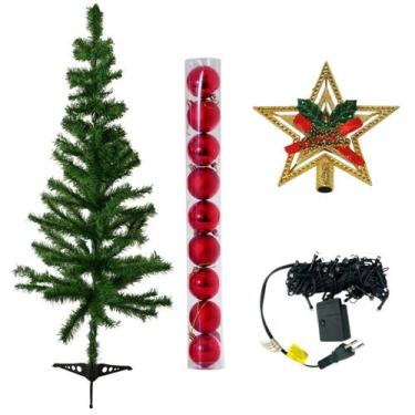 Imagem de Kit De Natal Para Espaços Pequenos Árvore 120cm + Pisca-pisca + Enfeit