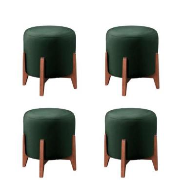 Imagem de Kit 04 Puff Redondo Thor Linho Sala de Estar Straso - Straso Decor, Ve