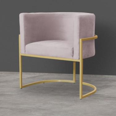Imagem de Poltrona Decorativa Consultório Luna Veludo Base Dourada - Straso Móve