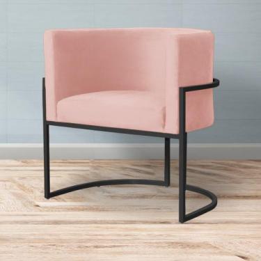 Imagem de Poltrona Decorativa Luna Veludo - Straso Móveis, Veludo Rosa