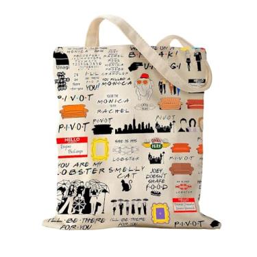 Imagem de Linda bolsa de lona – Bolsa de ombro feminina reutilizável para férias, compras, trabalho, academia, Bege14, Medium