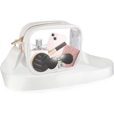 Imagem de Bolsa transparente para eventos em estádios, bolsa transparente para mulheres, bolsa transversal de concertos com alça ajustável, Branco integrado, Medium