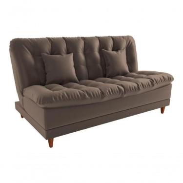 Imagem de Sofá Cama Duda Veludo Marrom Matrix Sala Premium 3 Lugares