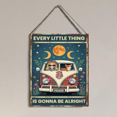 Imagem de Pôster de arte de parede retrô hippie decoração vintage placa perfeita para salas temáticas dos anos 70 e coleções de pôsteres legais presentes inspiradores para mulheres Every Little Thing is Gonna
