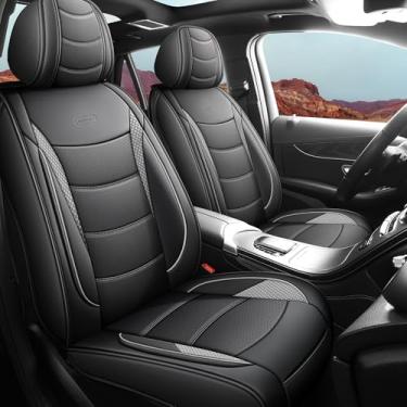 Imagem de yotruth Conjunto completo de capas de assento de carro – Conjunto de capas de assento automotivo de couro napa para carros, sedãs e SUVs, impermeável, durável e confortável, fácil de instalar, ajuste
