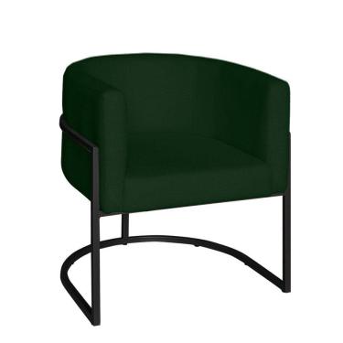 Imagem de Poltrona Base Industrial Preto Sala De Estar Lety Veludo S05 - D'rossi Cor Verde