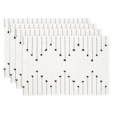 Imagem de Artoid Mode Jogo americano rústico tecido de fazenda preta com 4,12 x 18, decoração de mesa de jantar de macramê sazonal para decoração de festa em casa