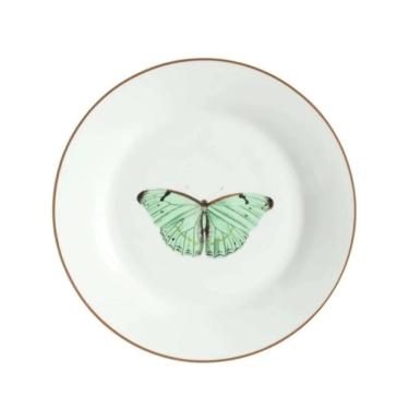 Imagem de Prato Para Sobremesa Borboleta Porcelana Cerâmica 19cm Branco