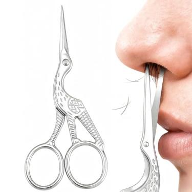 Imagem de Tesoura pequena de cuidados com design de ponta redonda, tesoura de aparar pelos faciais, segura para cabelo, cílios, nariz, aparar sobrancelhas, bigode