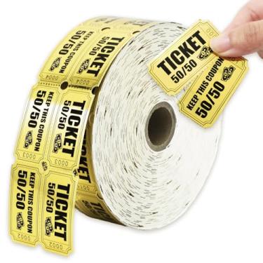 Imagem de FYSUIMU 1000 peças de bilhete de sorteio de folha dourada metálica rolo duplo ouro preto 50/50 cartões de sorteio cartão de entrada com nome endereço telefone número 5 cm x 2,5 cm para evento de