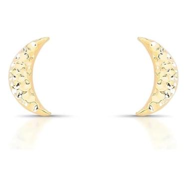 Imagem de Guymy Semijoias Brinco Lua Crescente Folheado a Ouro 18K, Texturizado, Metal Latão, 1,9 cm x 0,5 cm, 1,6g, com Estojo