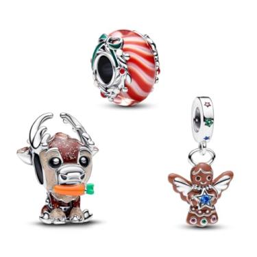 Imagem de TCZNAF Berloques de flores da moda para a família para pulseiras, contas Love Mom, pingentes pendentes de Natal para mulheres, 4.5mm-5mm, Zircônia cúbica, Zircônia cúbica