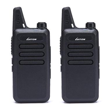 Imagem de Walkie Talkies Lt-316 Ao ar livre Camping caminhada caça UHF mini walkie talkies 3 W de saída 5 - 10 km gama fãs de carregamento micro USB dois modos rádio - LT-316B, preto pacote de 2