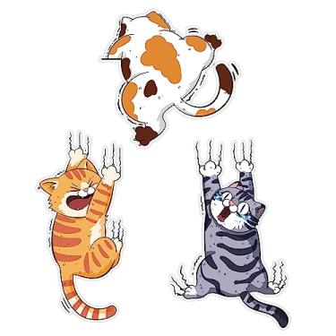 Imagem de 3 adesivos de carro de gato, capa de arranhão de gatos fofos, decalque engraçado de PVC transparente para carros, caminhões, motocicletas, parede, janela, geladeira, copo para laptop