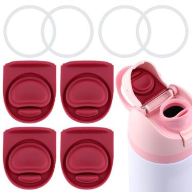 Imagem de 4 peças de rolha de substituição e 4 peças de anel compatíveis com Owala FreeSip 680.4 g 947.2 g, tampa de vedação superior de garrafa de água para Owala 16/19/24/32/1,134 g tampa de boca de garrafa