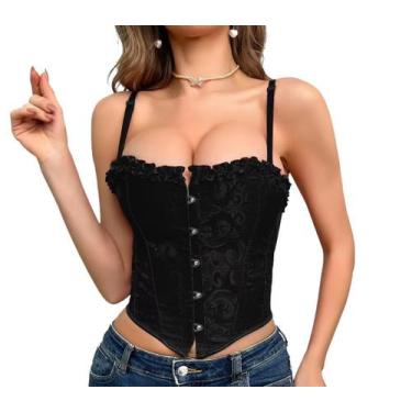 Imagem de Bustier Corset Crop Top OVOY Fashion Jacquard para mulheres