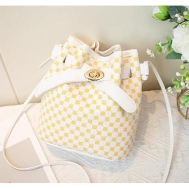 Imagem de Bolsa tiracolo de couro feminina moderna quadriculada tiracolo bolsa tiracolo bolsa de ombro bolsa de ombro bolsa de peito casual, Branco