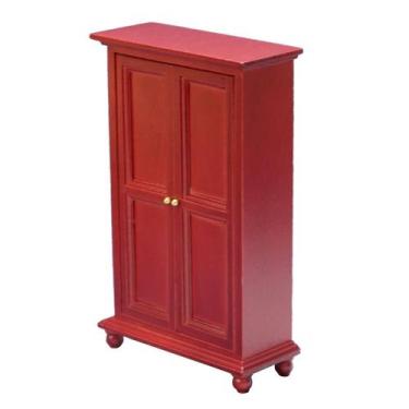 Imagem de Armário de casa de bonecas de madeira em miniatura feito à mão em esca